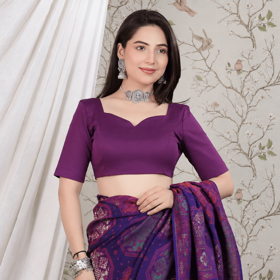 Plum sweetheart neck cotton blouse made from premium cotton -Blouse