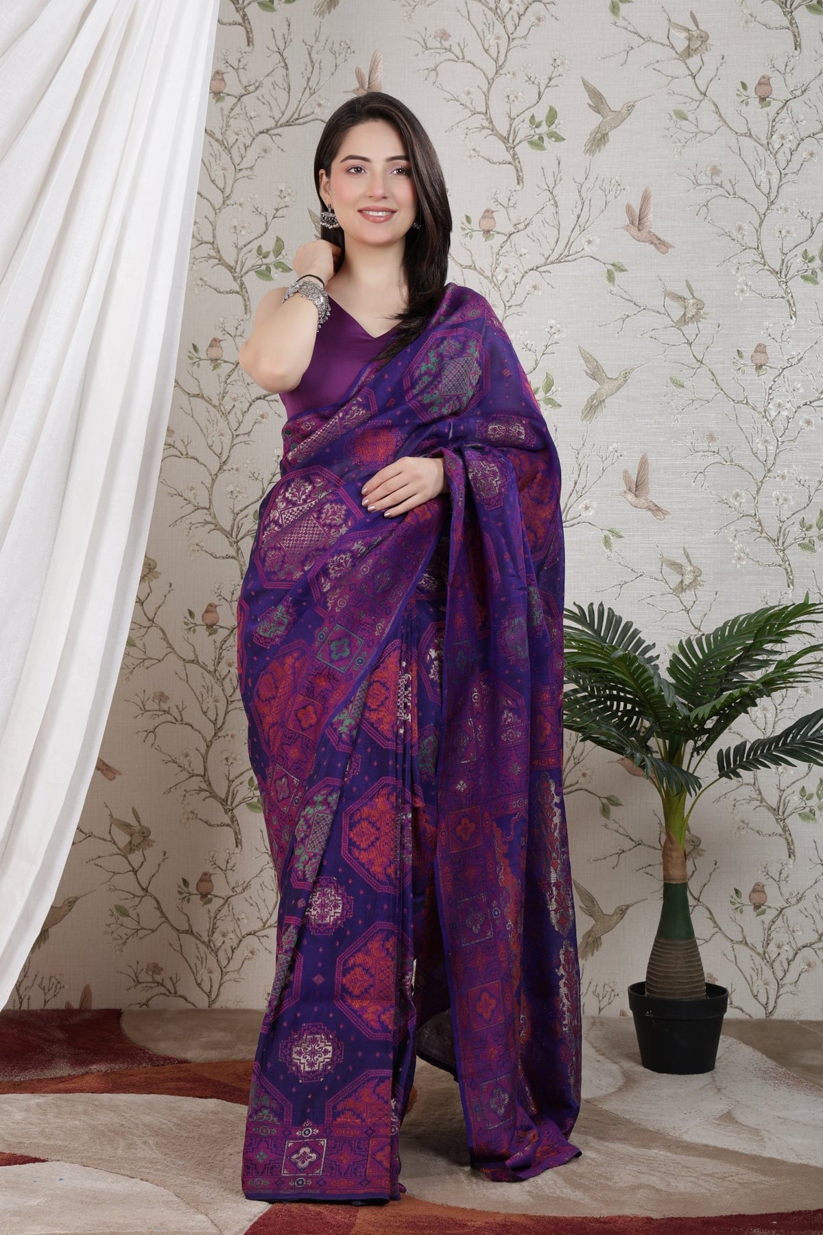 Plum v neck cotton blouse made from premium cotton -Blouse
