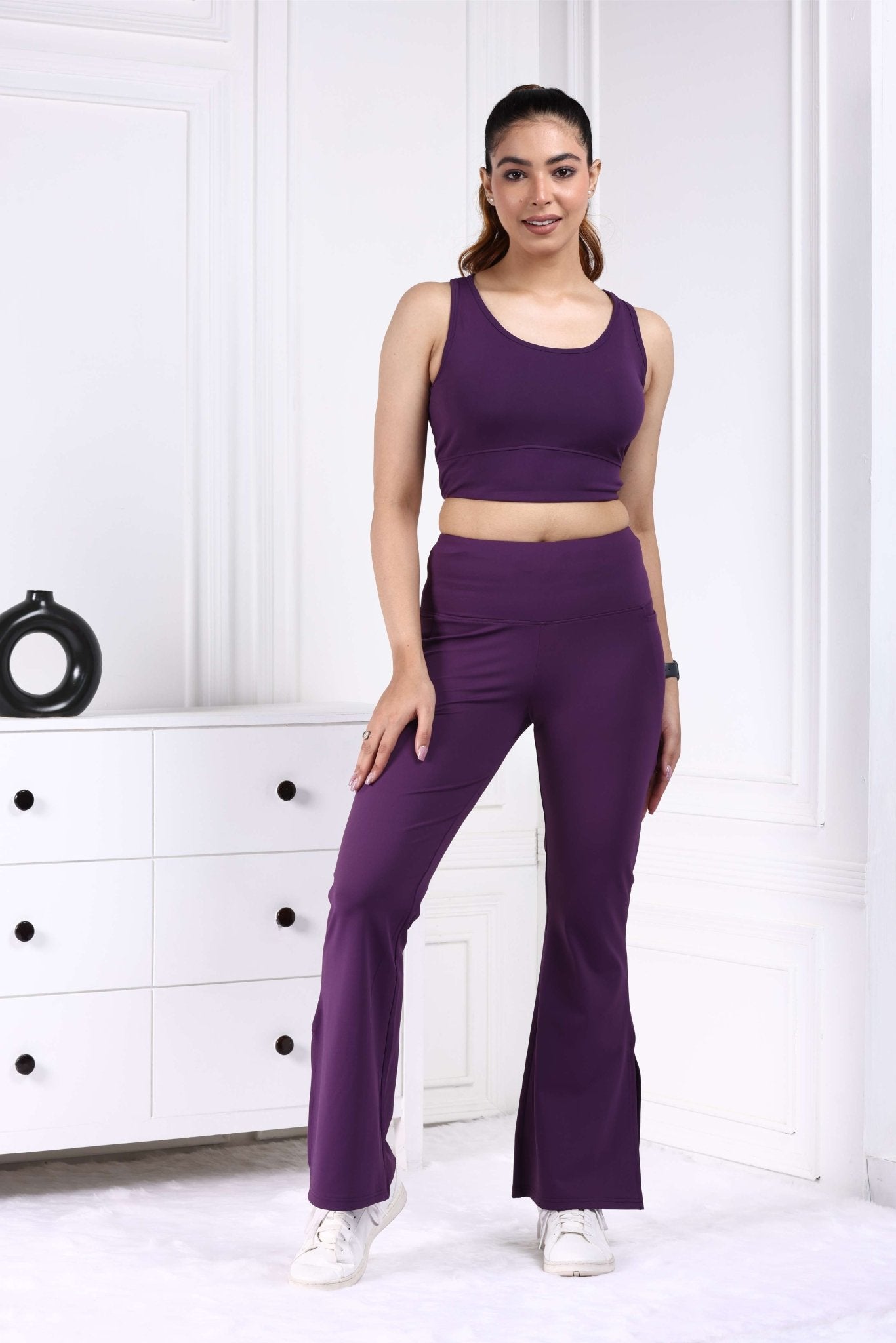 Purple Active Flare with Slit Pants - Active flare with slit pants