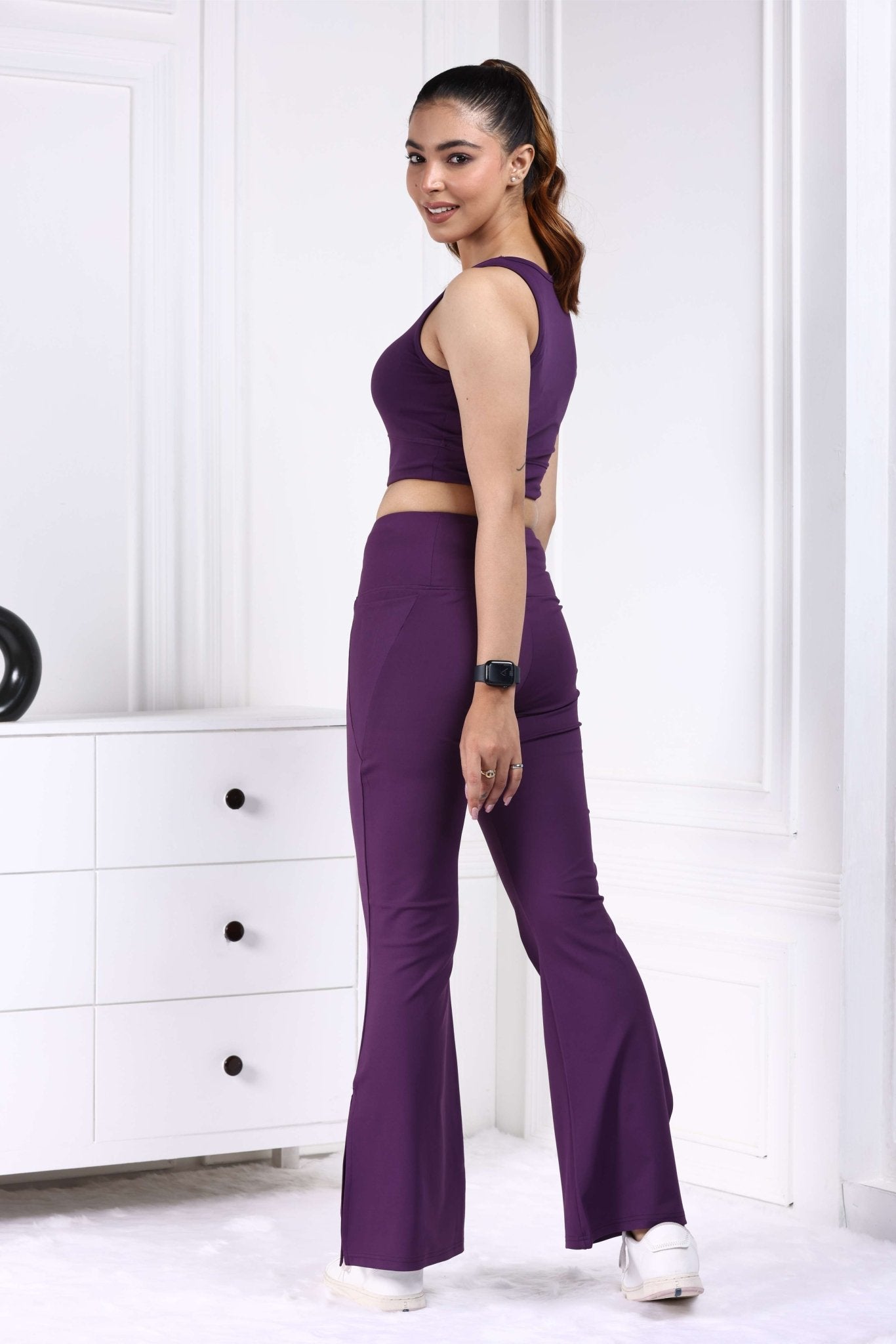 Purple Active Flare with Slit Pants - Active flare with slit pants