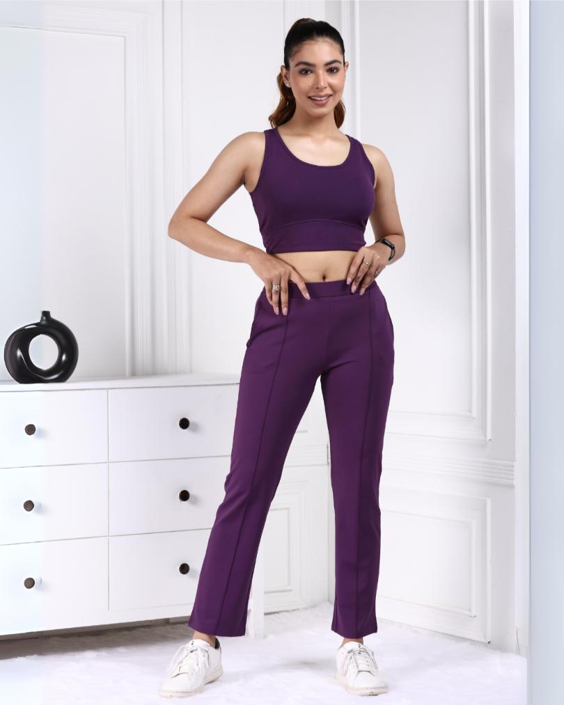 Purple Active Yoga Pant Straight fit - Active cigarette pencil pants