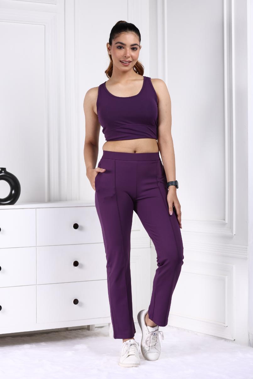 Purple Active Yoga Pant Straight fit - Active cigarette pencil pants