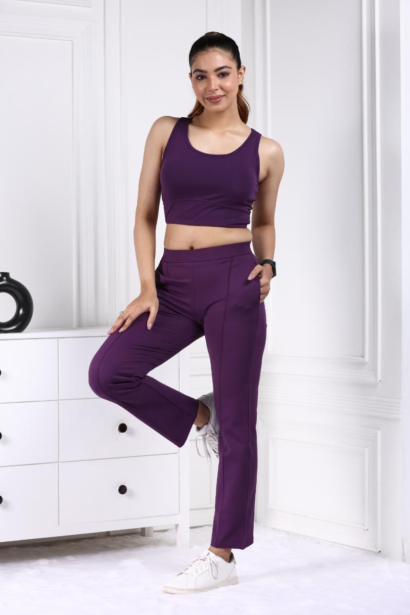 Purple Active Yoga Pant Straight fit - Active cigarette pencil pants