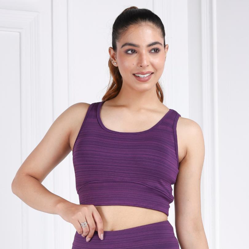 Purple Melange All Day Mid Impact Luxury Active Bra - Active bra