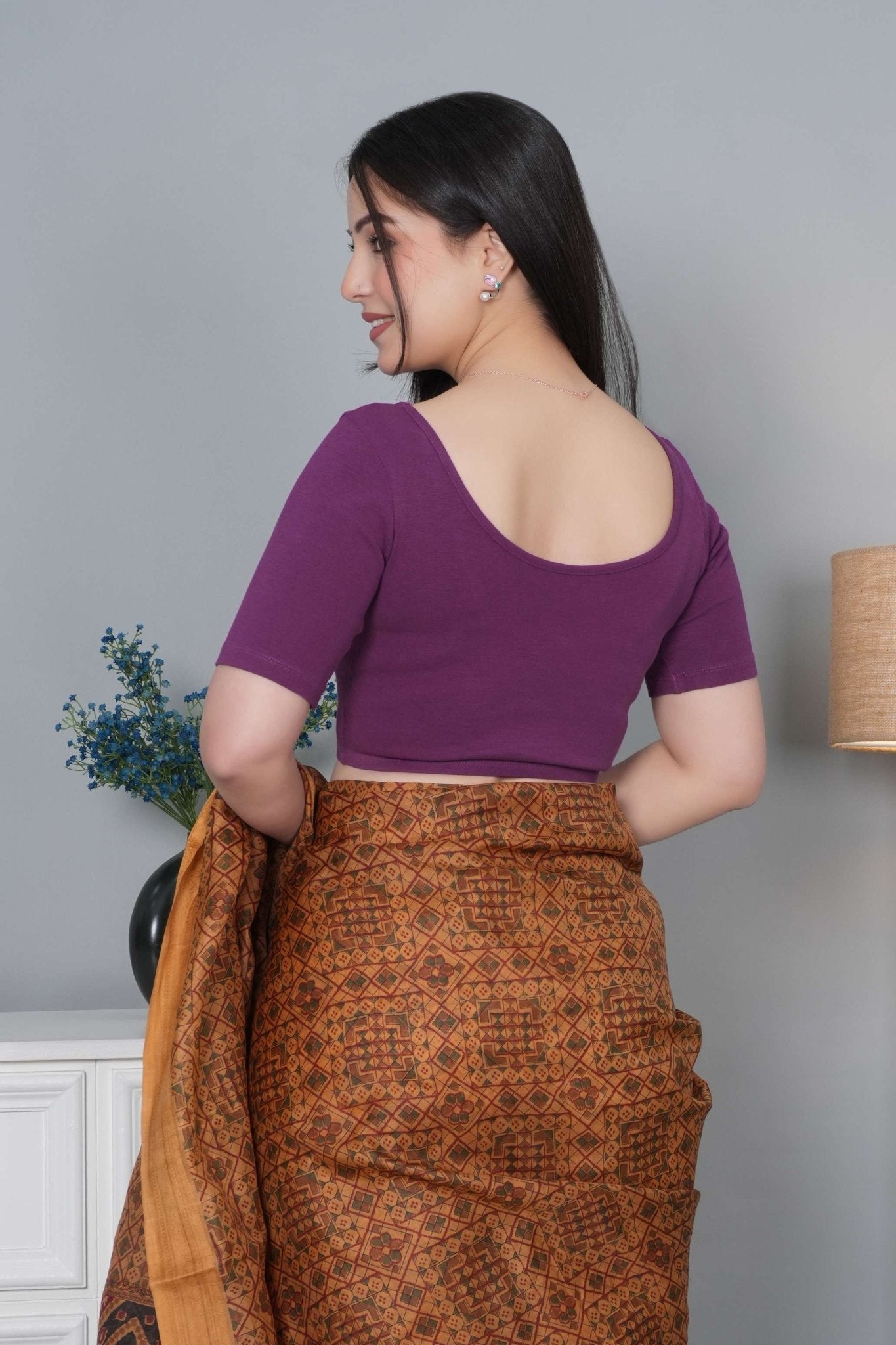 Purple Rib Blouse [ 100% USA HQ Cotton, 280 GSM non transparent fabric ] - Rib blouse