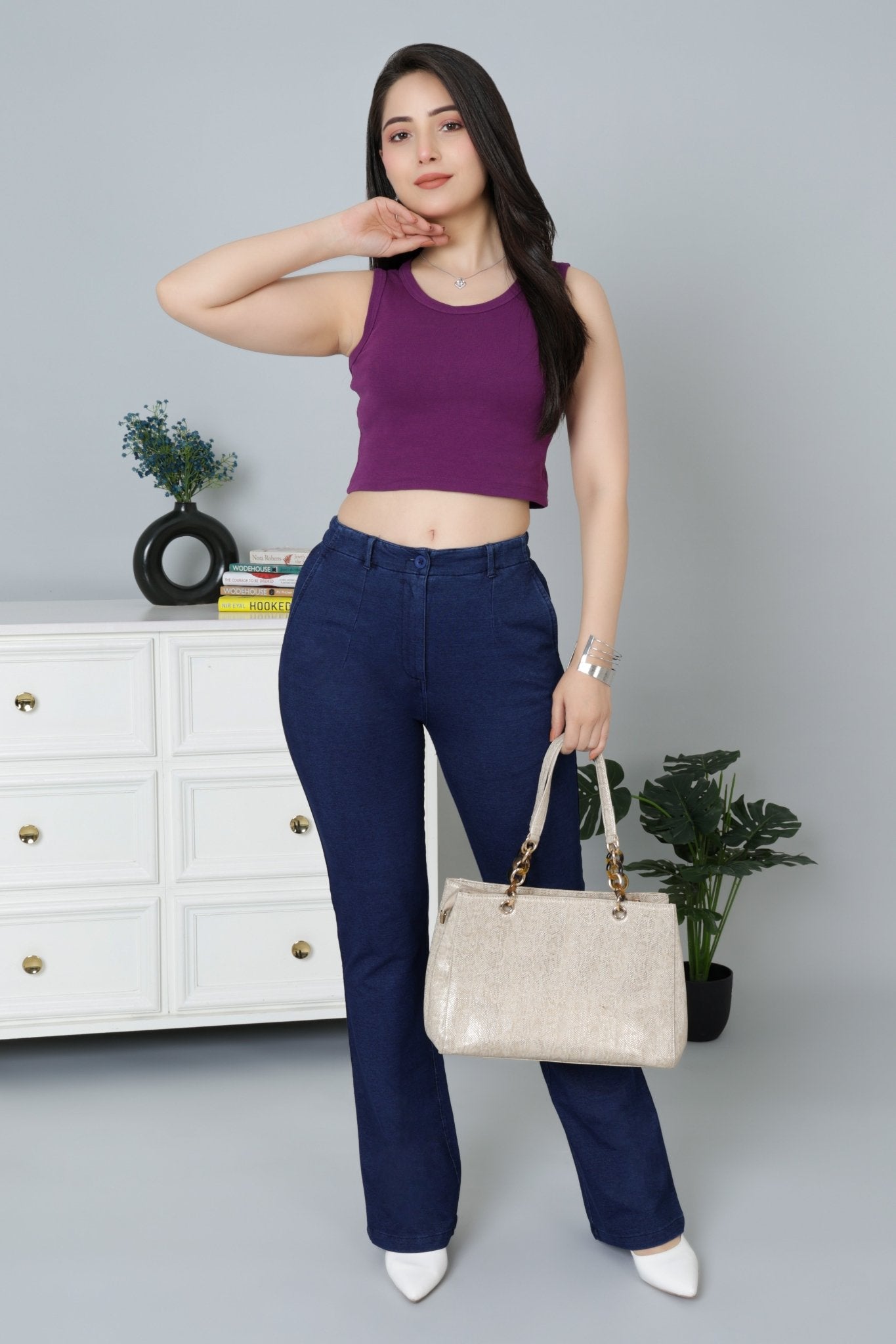 Purple Rib Crop Vest [ 100% USA HQ Cotton, 280 GSM non transparent fabric ] - Rib crop vest