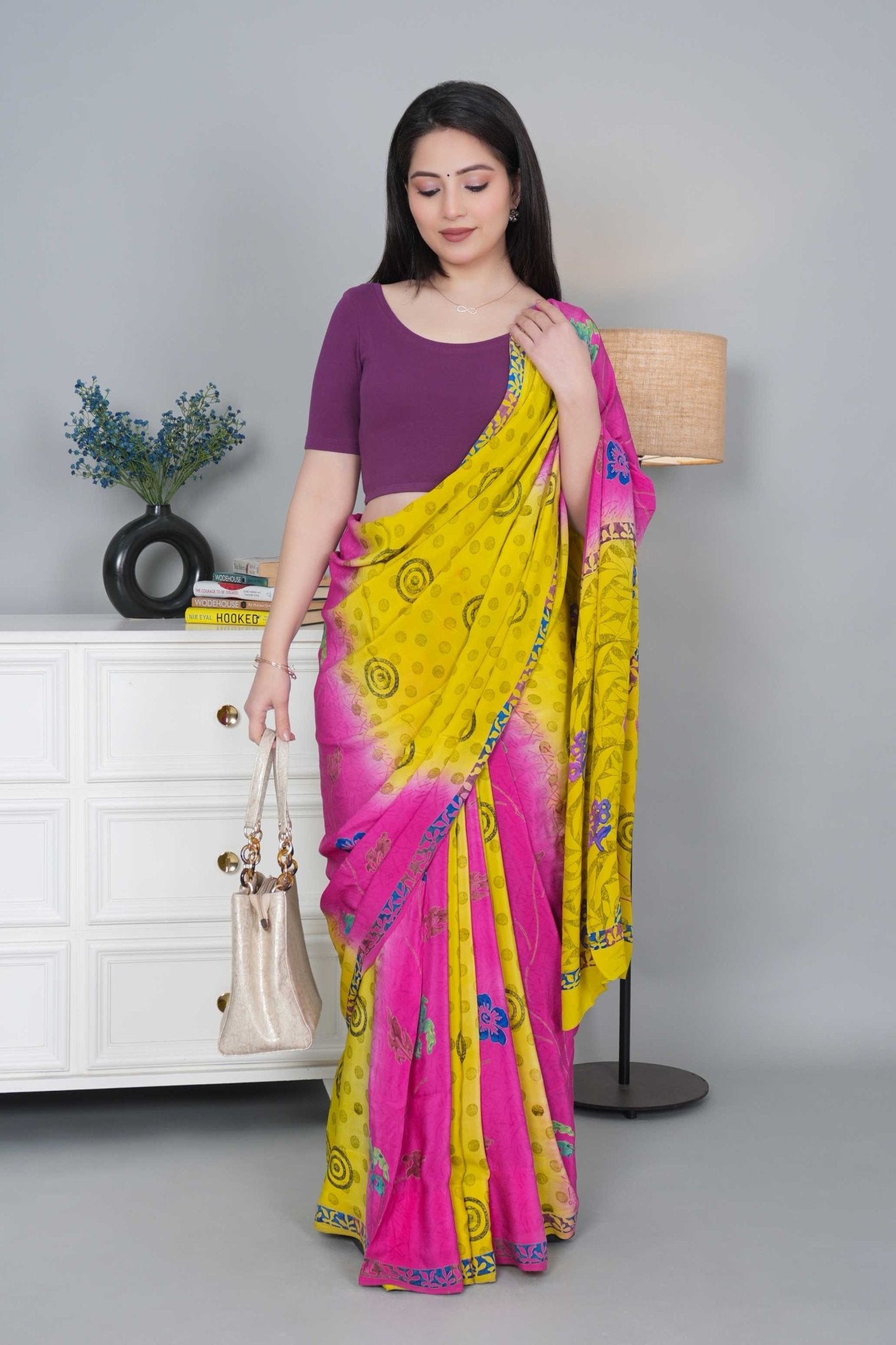 Purple Rib Roundneck Half Sleeve Blouse [ 100% USA HQ Cotton, 280 GSM non transparent fa0bric ] - Rib blouse