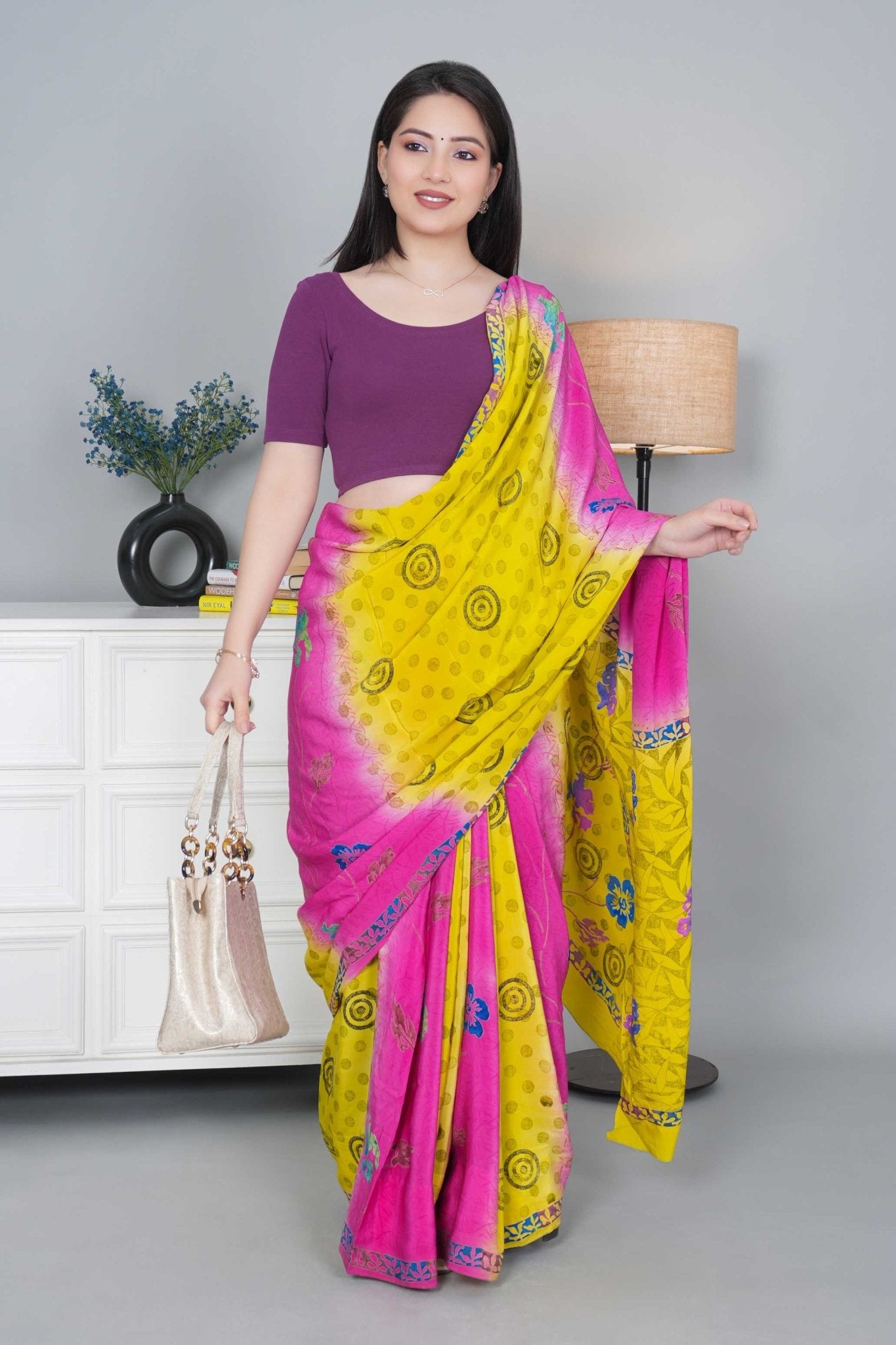 Purple Rib Roundneck Half Sleeve Blouse [ 100% USA HQ Cotton, 280 GSM non transparent fa0bric ] - Rib blouse