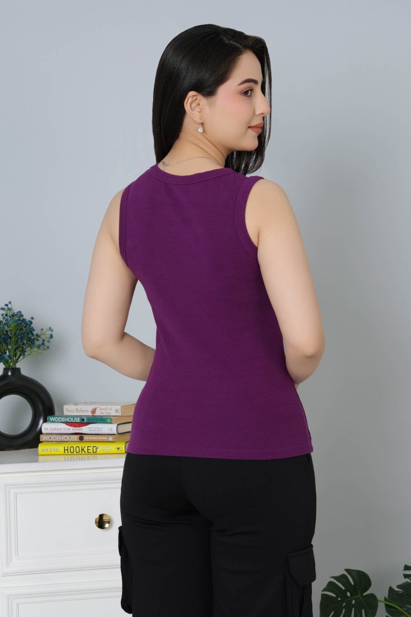 Purple Rib Top [ 280 GSM non transparent fabric ] - Rib top