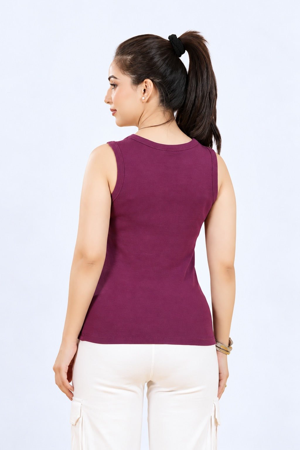 Purple Rib Top [ 280 GSM non transparent fabric ] -Rib top