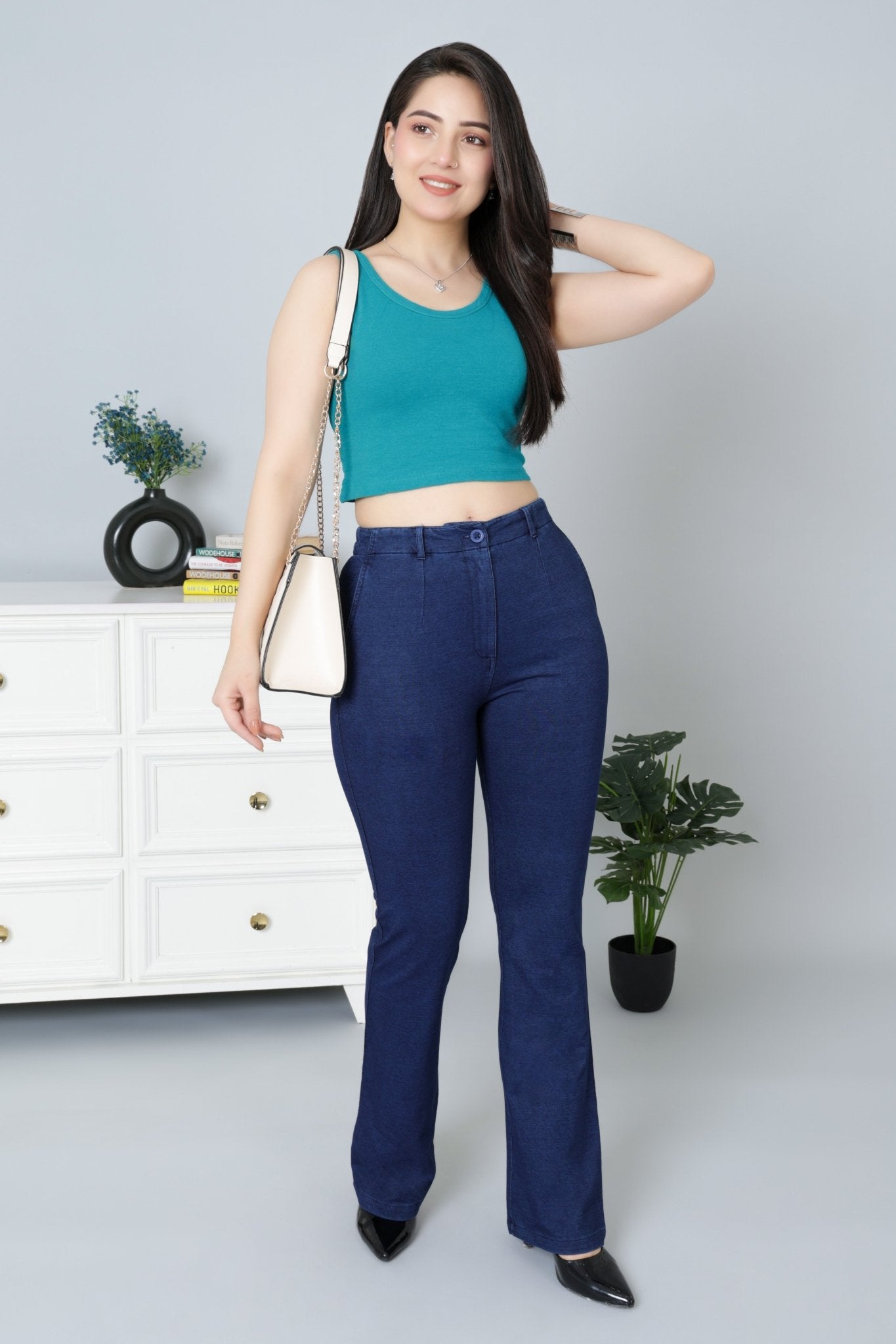 Rama Green Rib Crop Vest [ 100% USA HQ Cotton, 280 GSM non transparent fabric ] - Rib crop vest