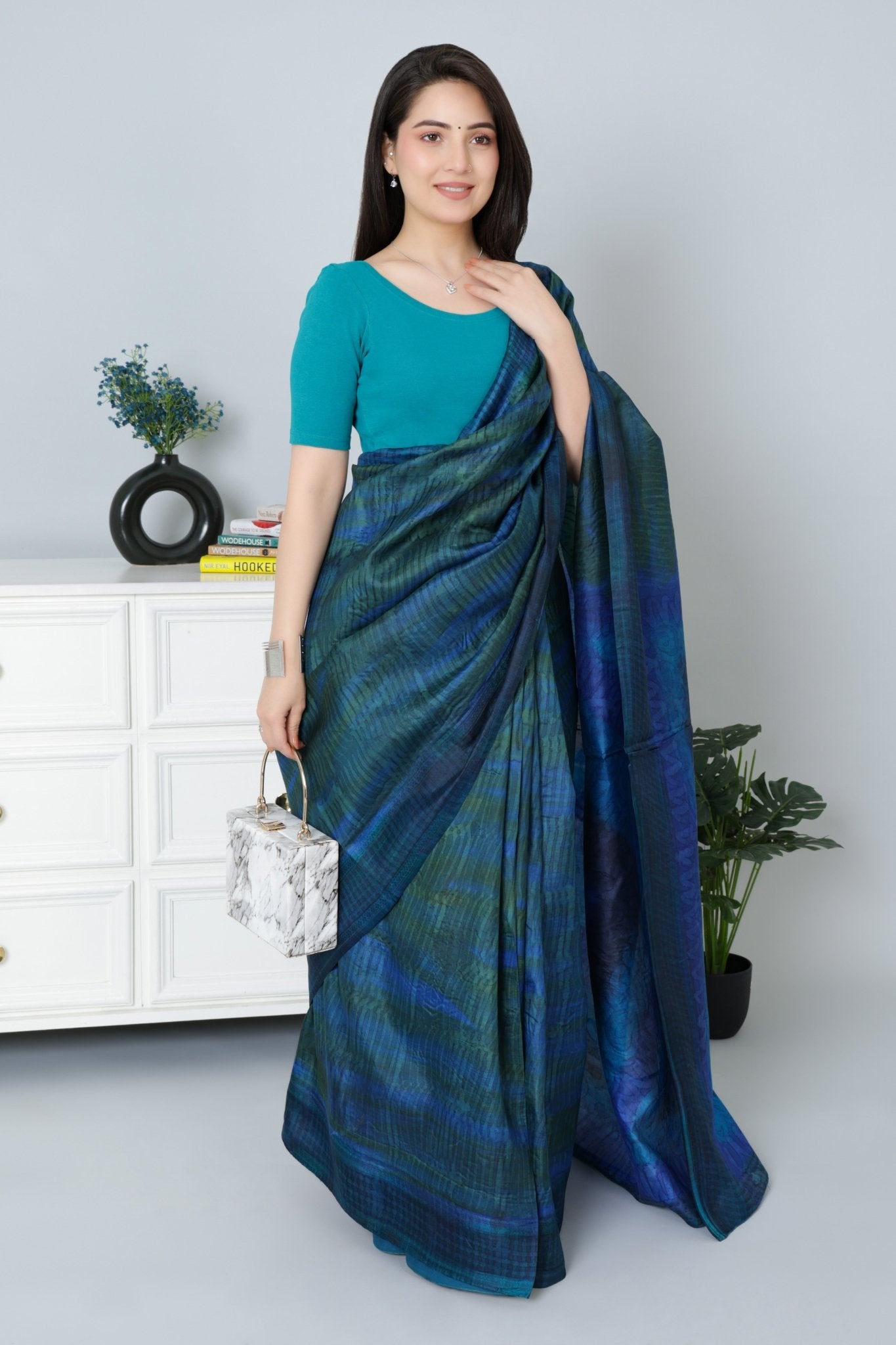 Rama Green Rib Roundneck Half Sleeve Blouse [ 100% USA HQ Cotton, 280 GSM non transparent fabric ] - Rib blouse