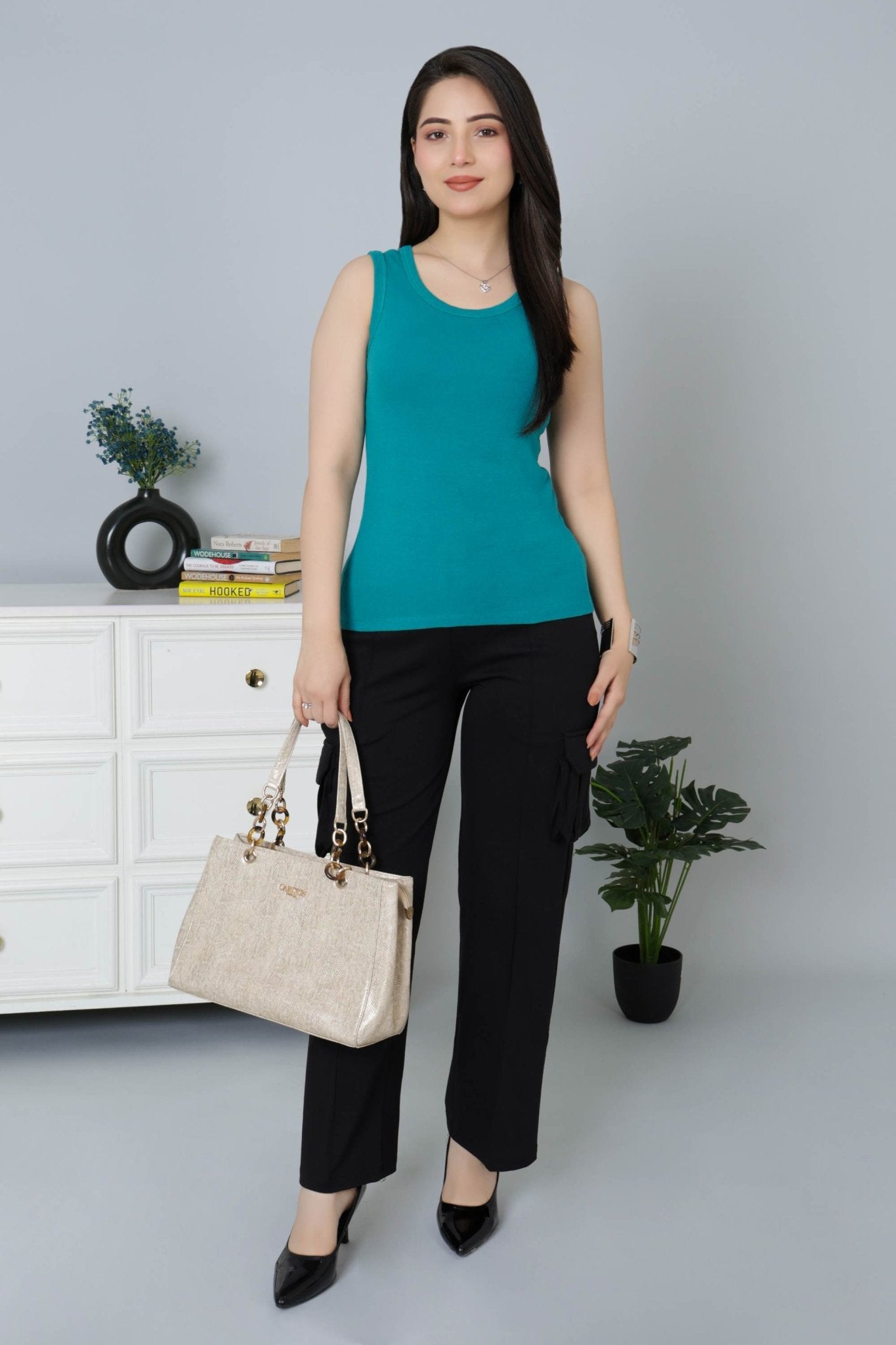Rama Green Rib Top [ 280 GSM non transparent fabric ] - Rib top