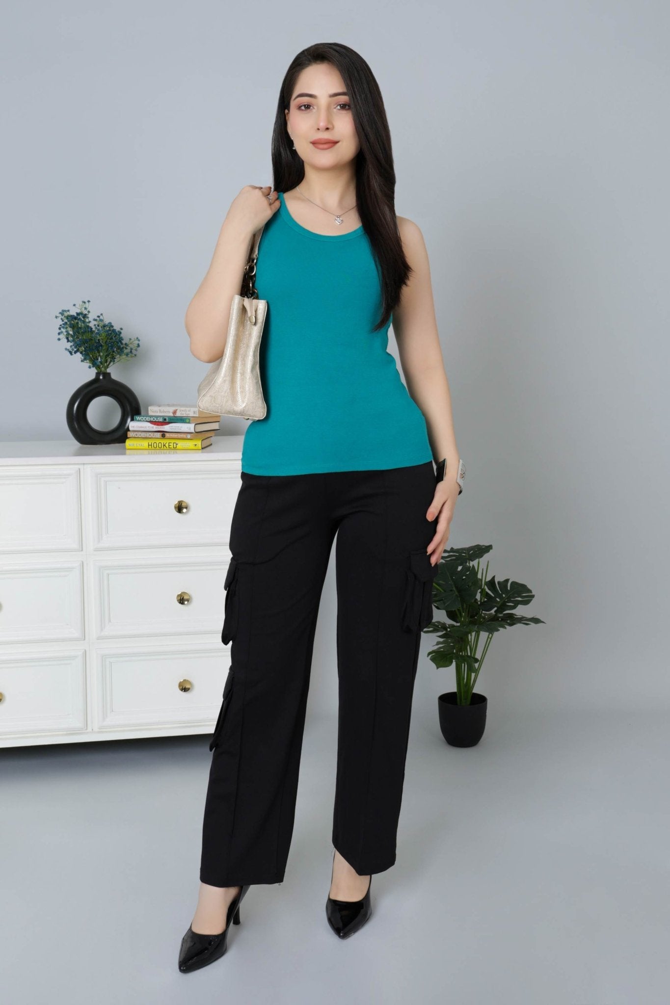 Rama Green Rib Top [ 280 GSM non transparent fabric ] - Rib top