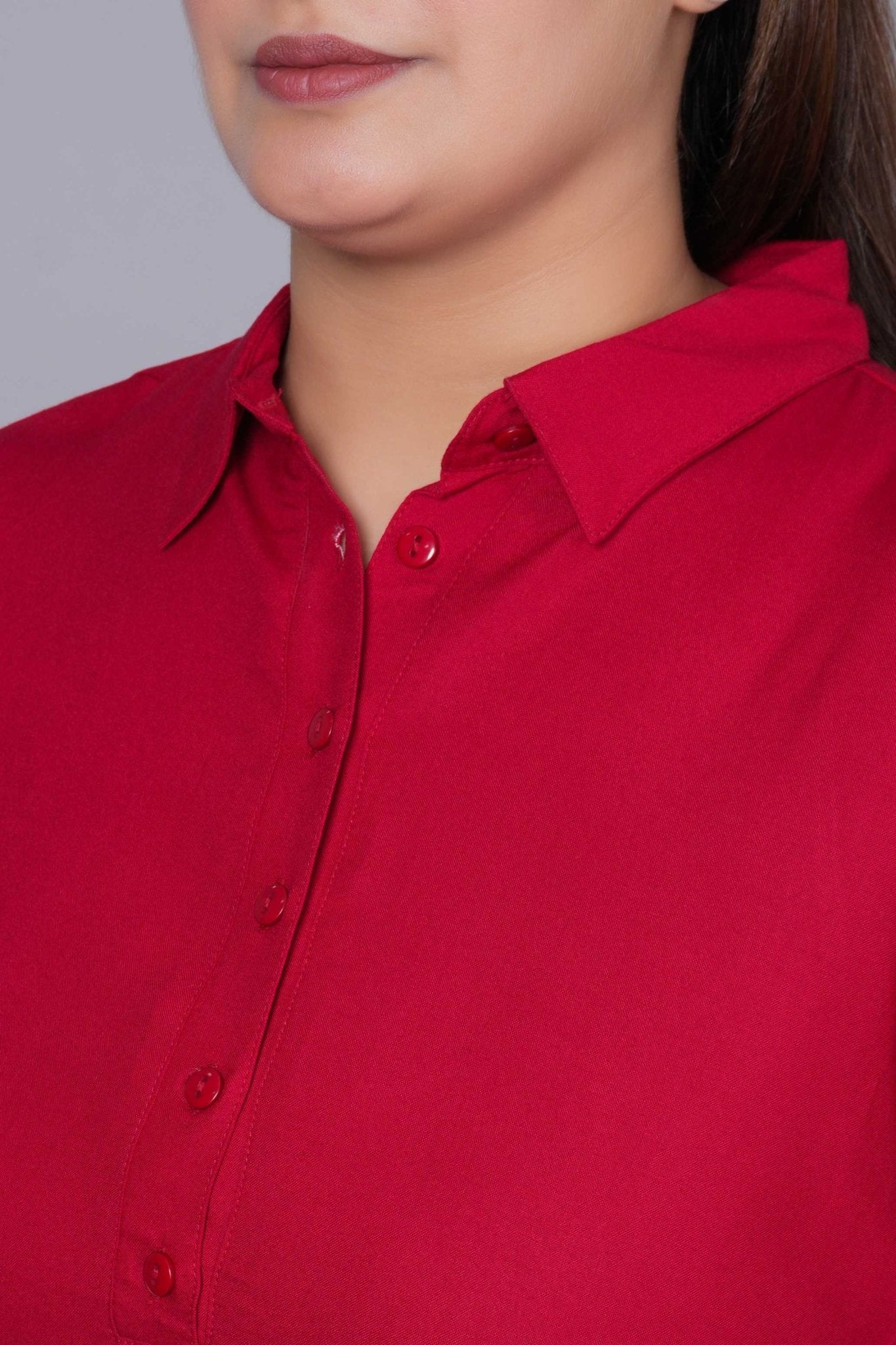 Red Longline shirt [ 100% Rayon, Liva Certified ] - Long line shirt