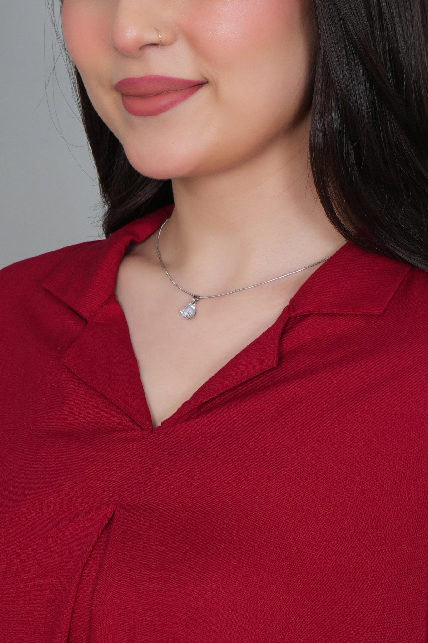 Red rayon collar top [ Premium 100% Rayon, Liva Certified ] - Rayon collar top