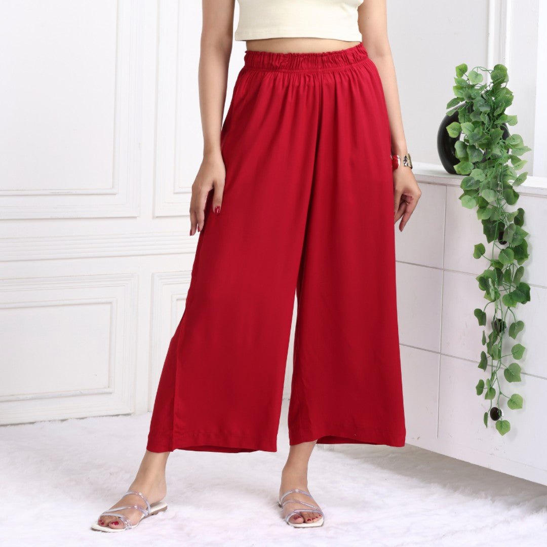 Red rayon palazzo [ 100% Rayon, Liva Certified ] - Palazzo