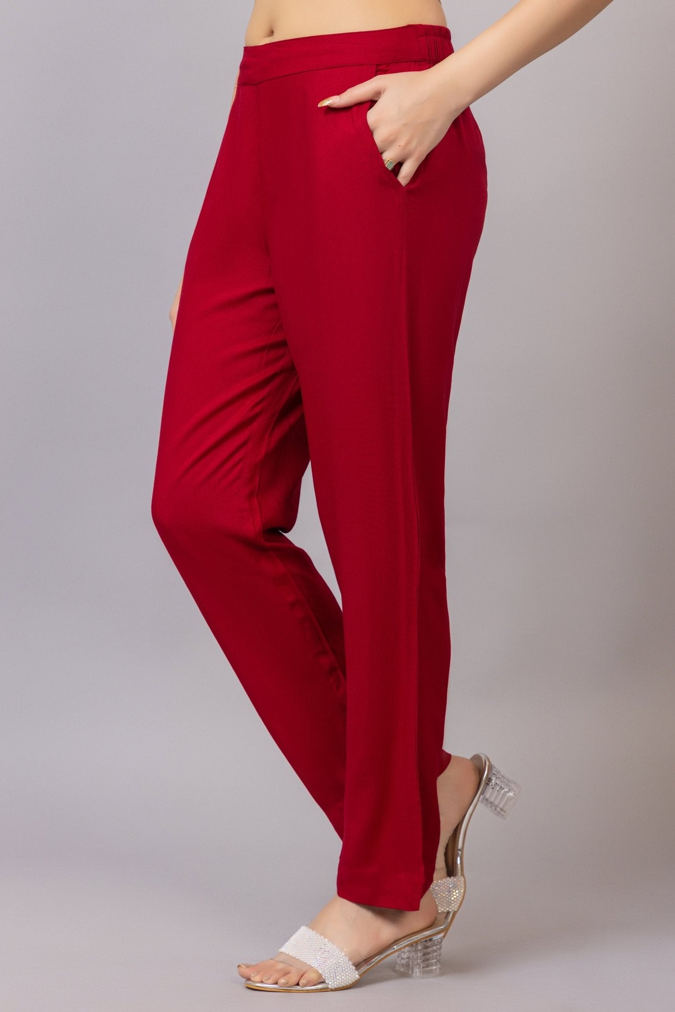 Red rayon pant [ 100% Rayon, Liva Certified ] - Rayon pants