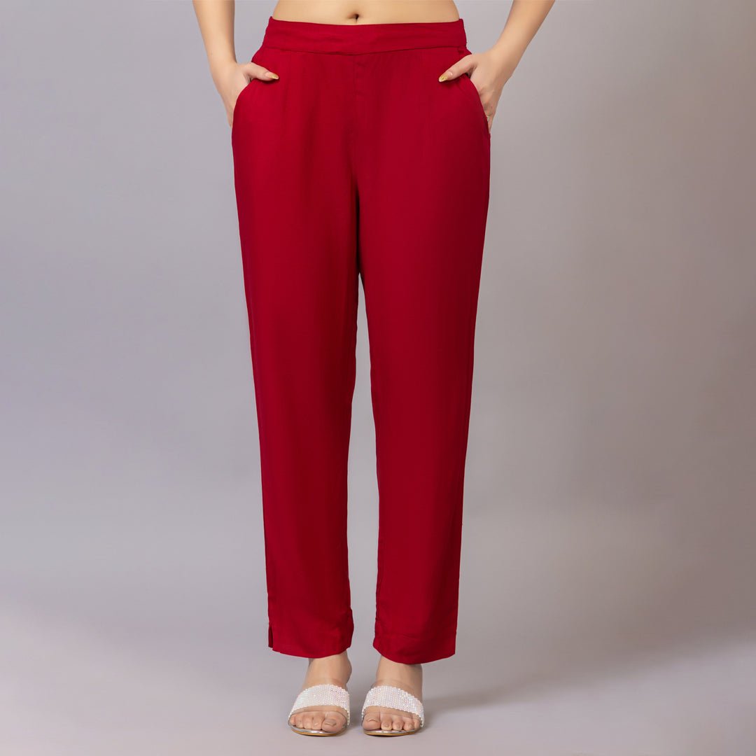 Red rayon pant [ 100% Rayon, Liva Certified ] - Rayon pants