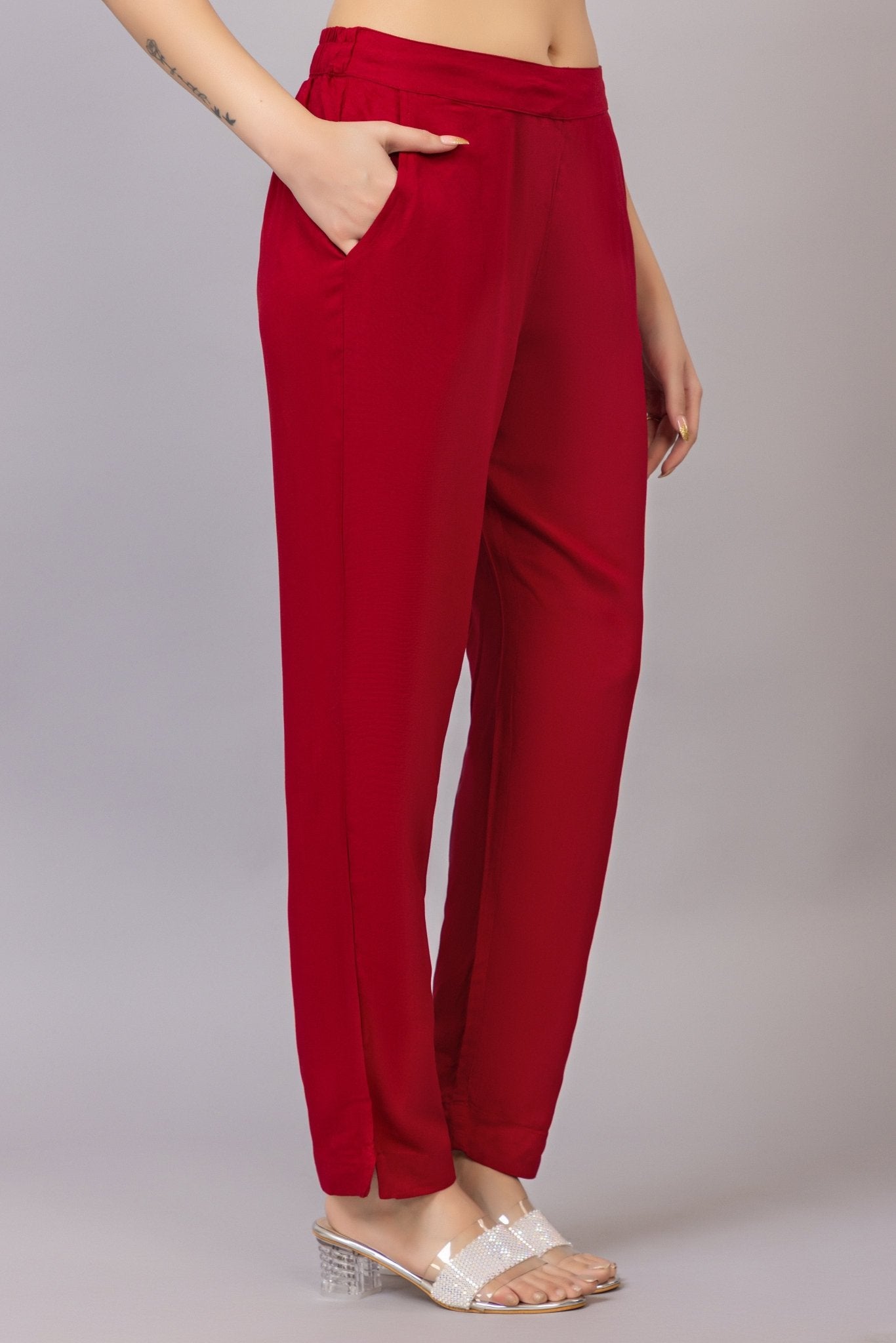 Red rayon pant [ 100% Rayon, Liva Certified ] - Rayon pants
