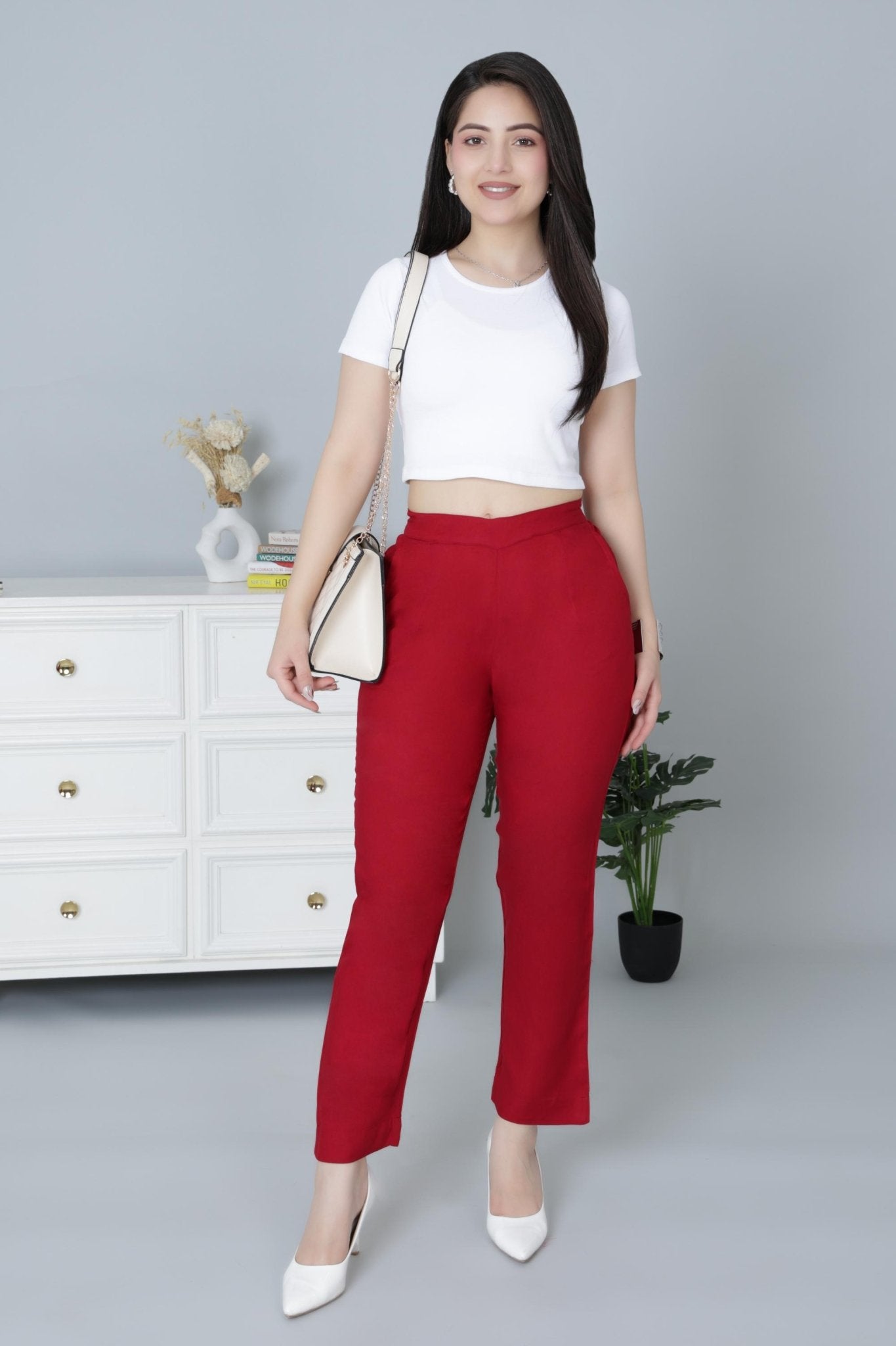 Red rayon pant [ 100% Rayon, Liva Certified ] - Rayon pants