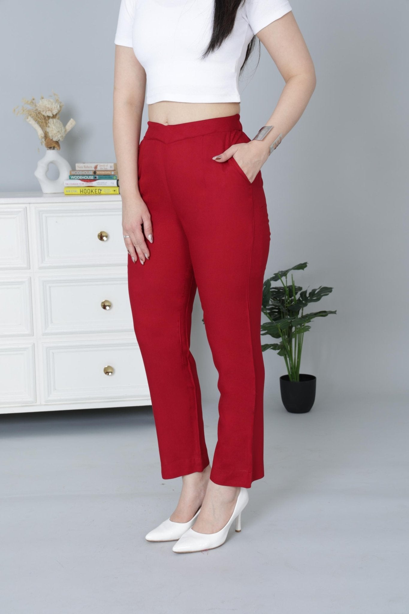 Red rayon pant [ 100% Rayon, Liva Certified ] - Rayon pants