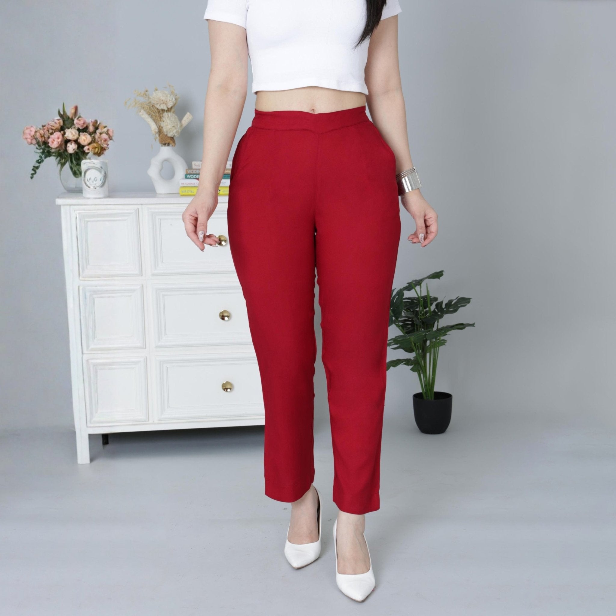 Red rayon pant [ 100% Rayon, Liva Certified ] - Rayon pants