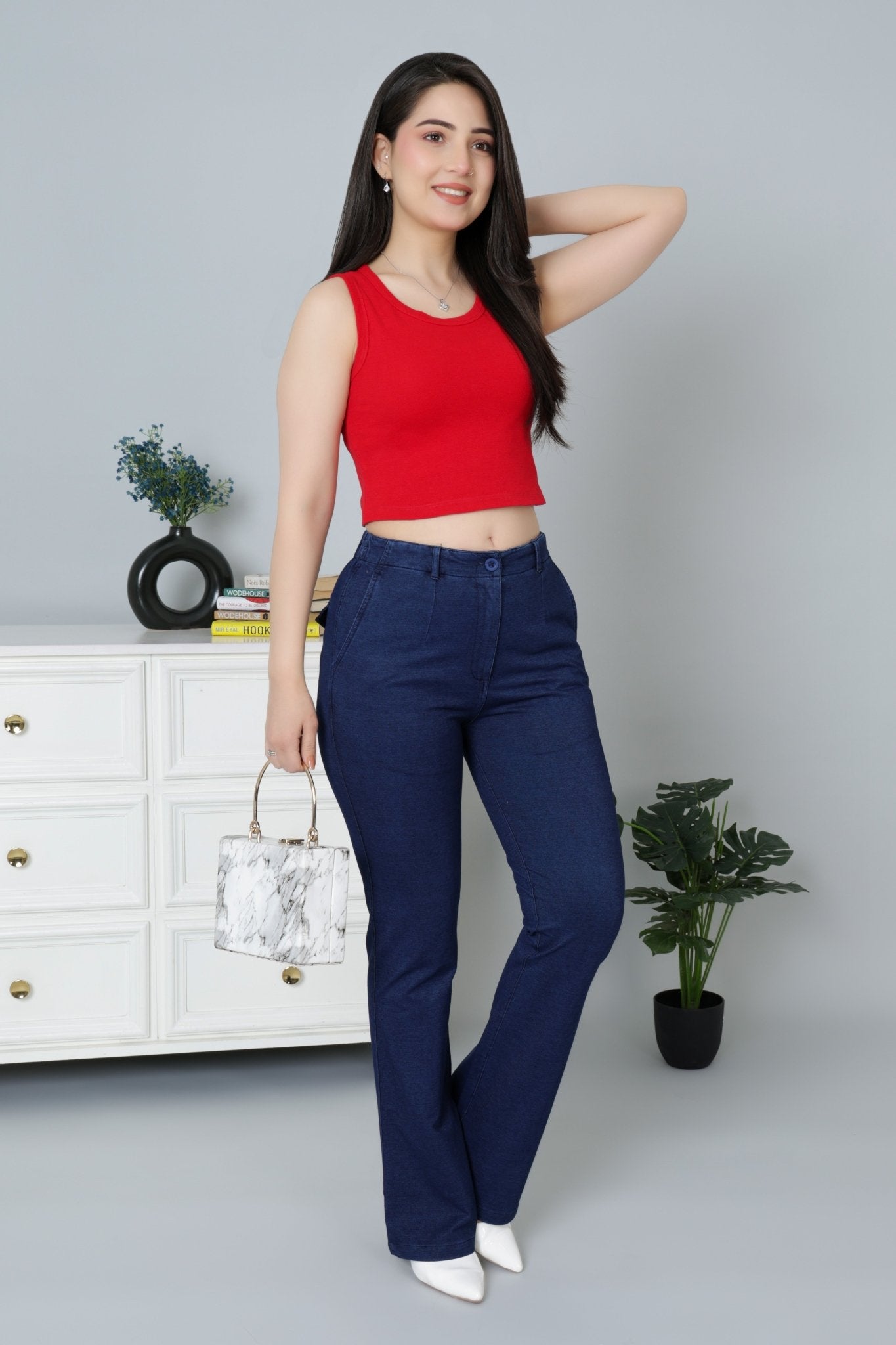 Red Rib Crop Vest [ 100% USA HQ Cotton, 280 GSM non transparent fabric ] - Rib crop vest