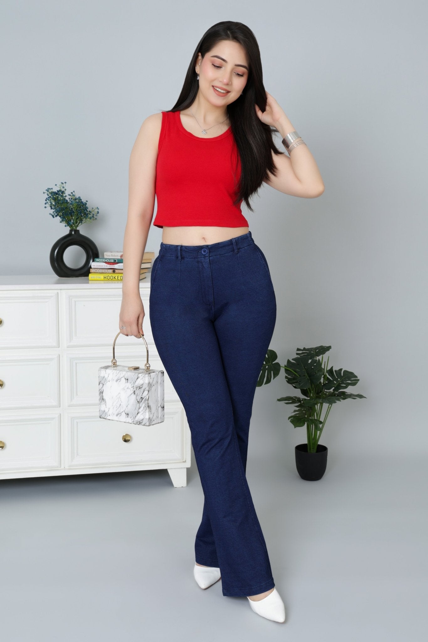 Red Rib Crop Vest [ 100% USA HQ Cotton, 280 GSM non transparent fabric ] - Rib crop vest