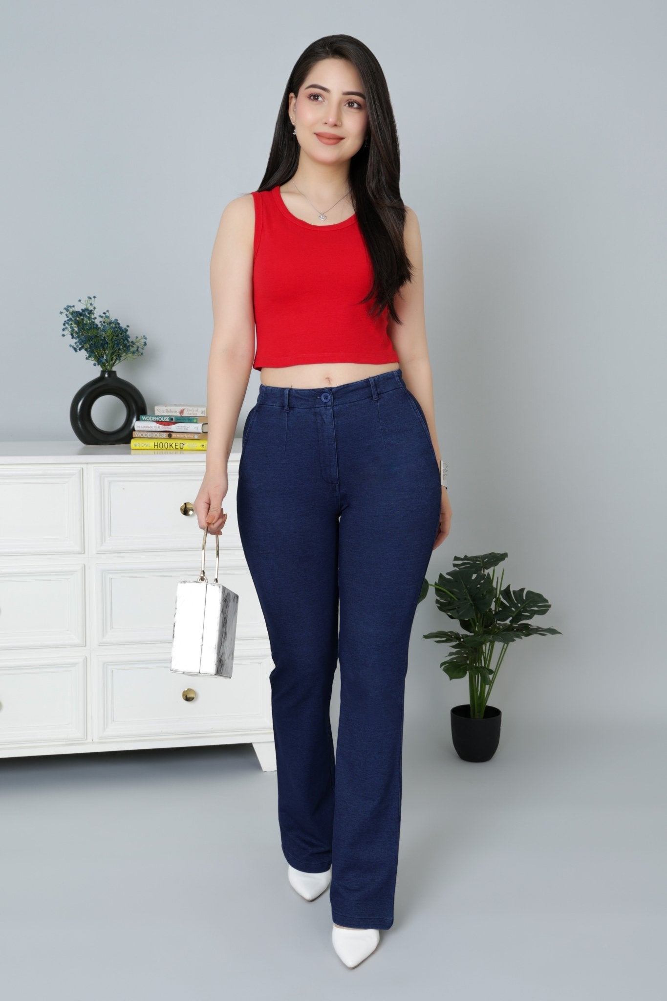Red Rib Crop Vest [ 100% USA HQ Cotton, 280 GSM non transparent fabric ] - Rib crop vest