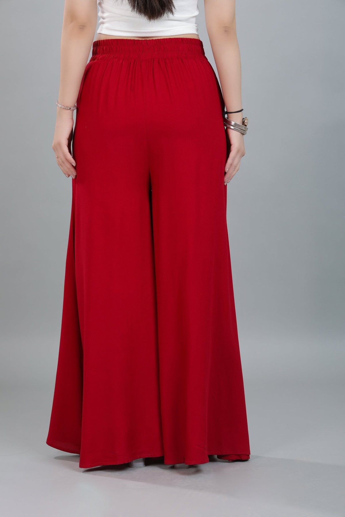 Red wide flow pant [ 100% Rayon, Liva Certified ] -Wide flow pant