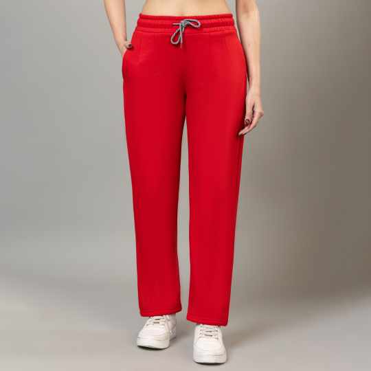 Red winter warm straight fit pants - Winter straight pant