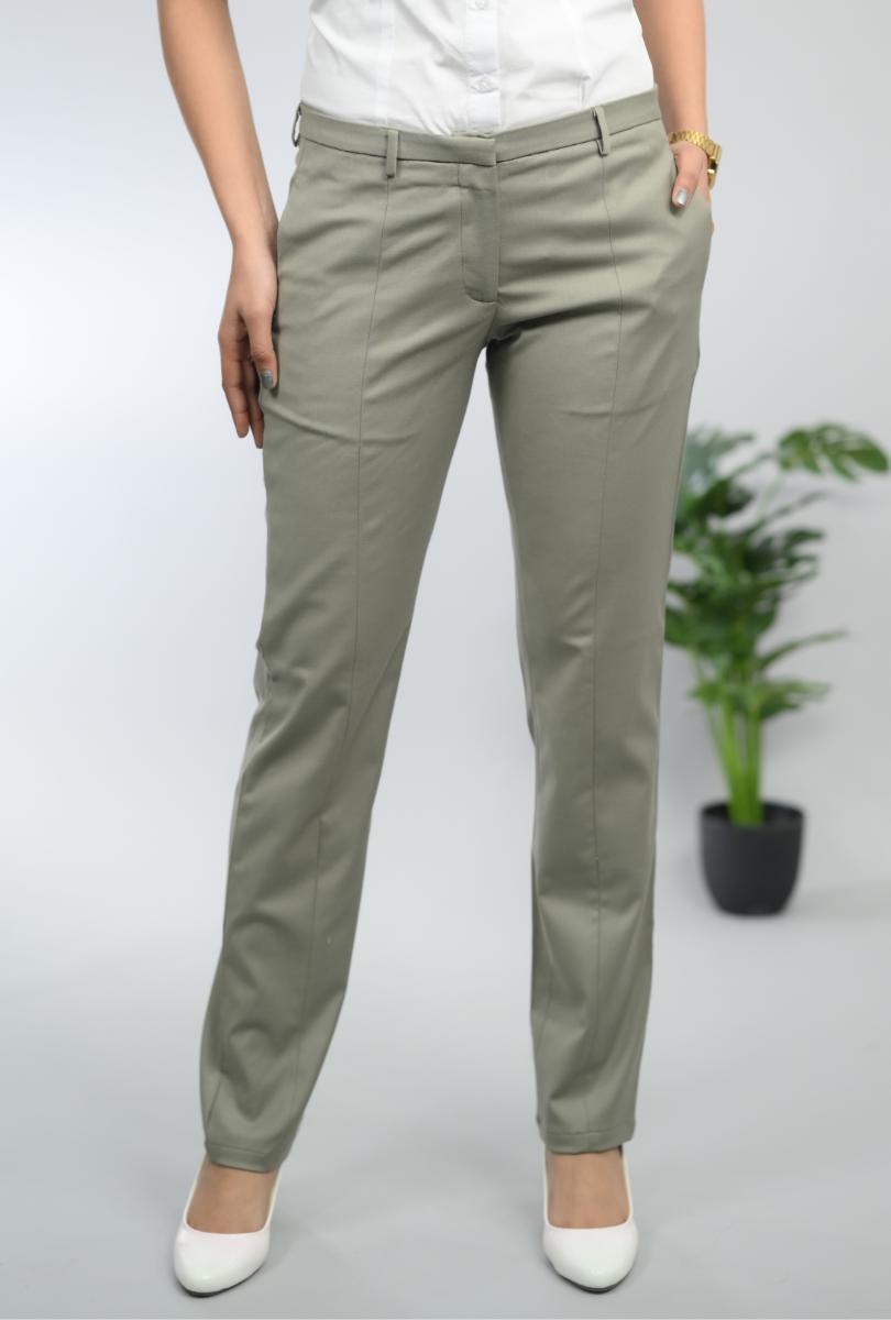 Reed green woven formal pants with spandex [Straight fit] - Woven formal pants