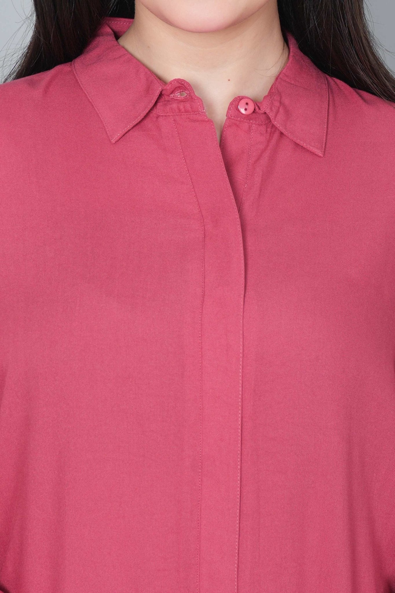 Rose long hemline shirt [ 100% Rayon, Liva Certified ] - Long hemline shirt