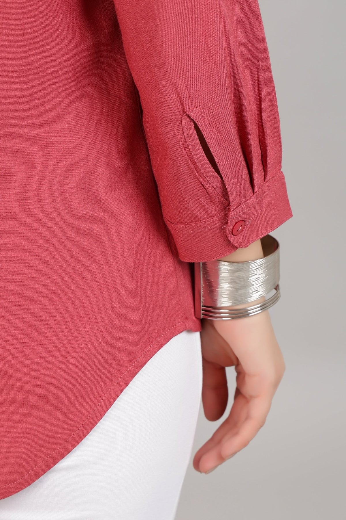 Rose long hemline shirt [ 100% Rayon, Liva Certified ] -Long hemline shirt