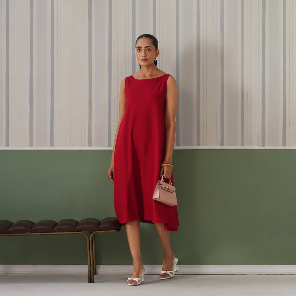 Rose rayon flare dress with pocket [ Premium 100% Rayon, Liva Certified ] -Rayon flare dress with pocket