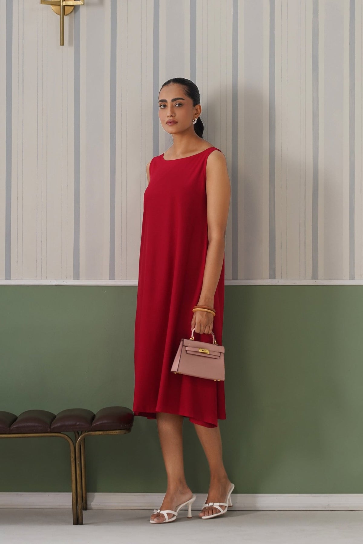 Rose rayon flare dress with pocket [ Premium 100% Rayon, Liva Certified ] -Rayon flare dress with pocket