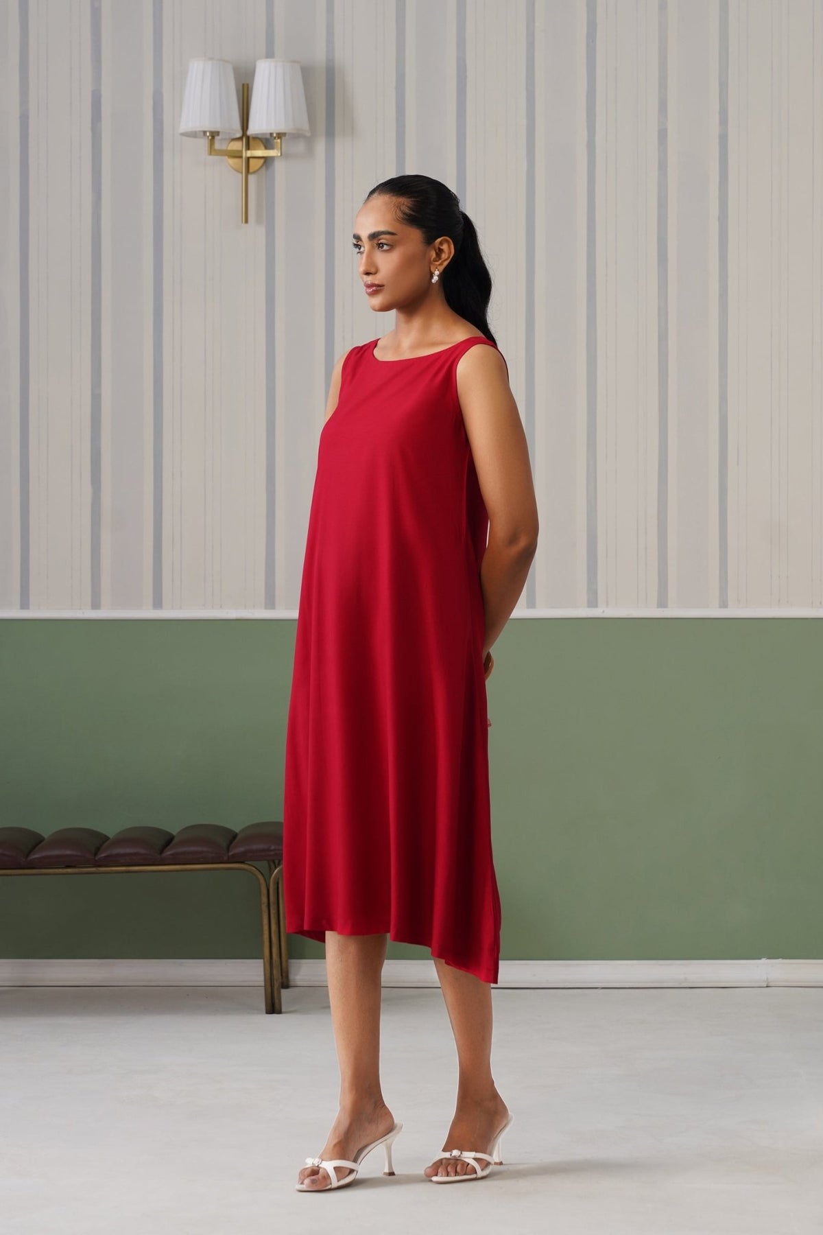 Rose rayon flare dress with pocket [ Premium 100% Rayon, Liva Certified ] -Rayon flare dress with pocket