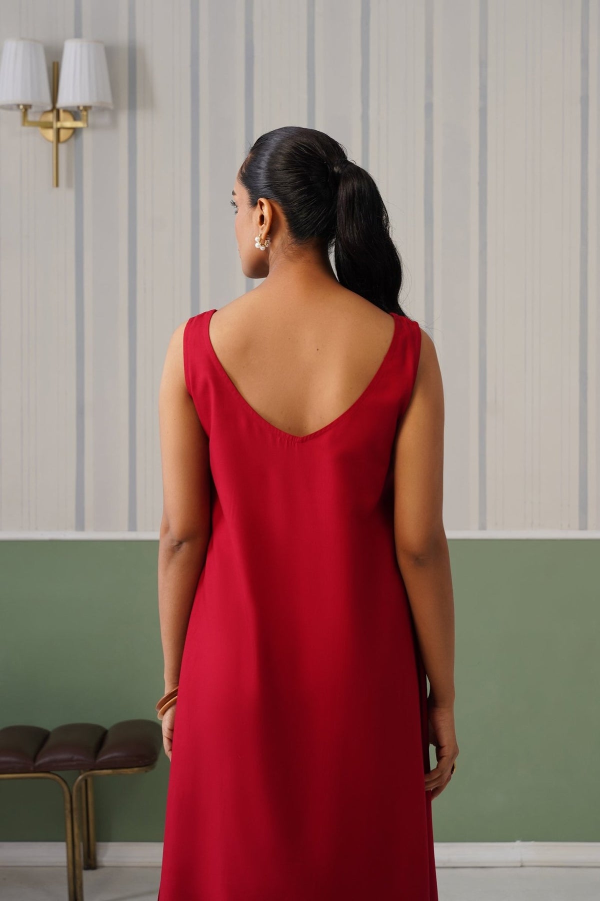 Rose rayon flare dress with pocket [ Premium 100% Rayon, Liva Certified ] -Rayon flare dress with pocket