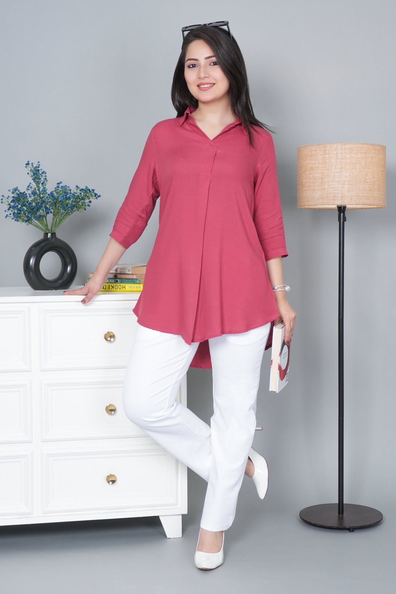 Rose rayon flare top [ 100% Rayon, Liva Certified ] - Rayon flare top