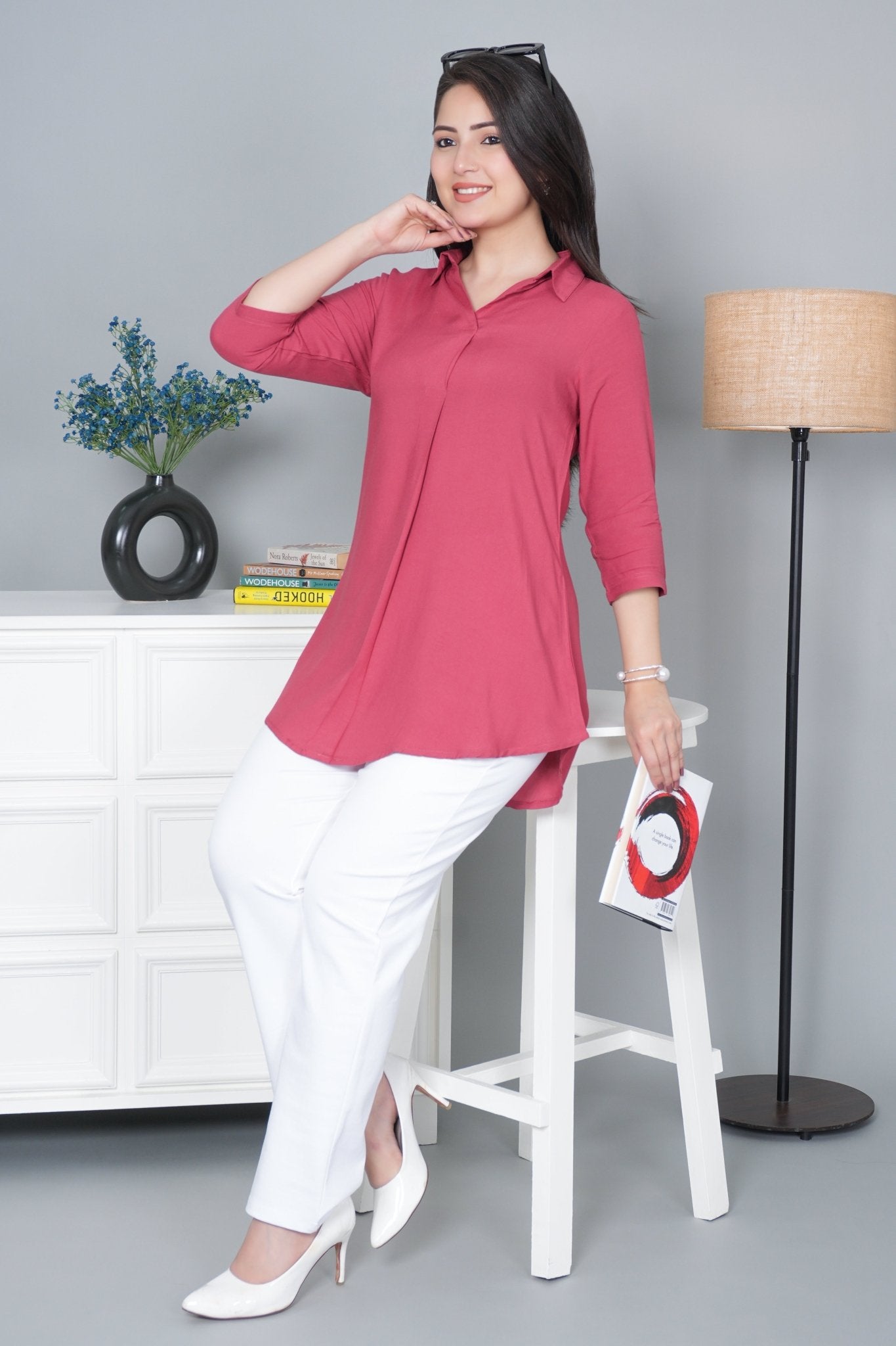 Rose rayon flare top [ 100% Rayon, Liva Certified ] - Rayon flare top