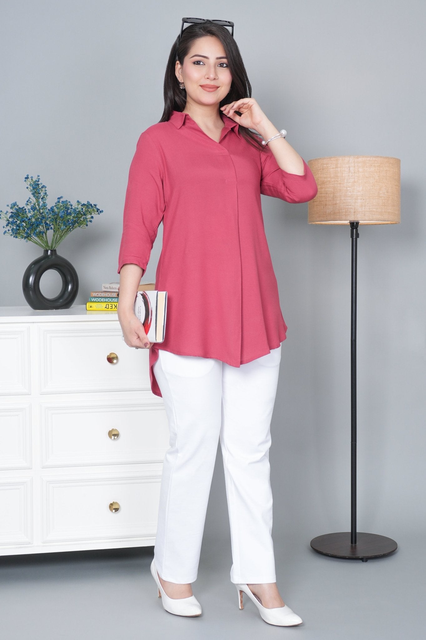 Rose rayon flare top [ 100% Rayon, Liva Certified ] - Rayon flare top