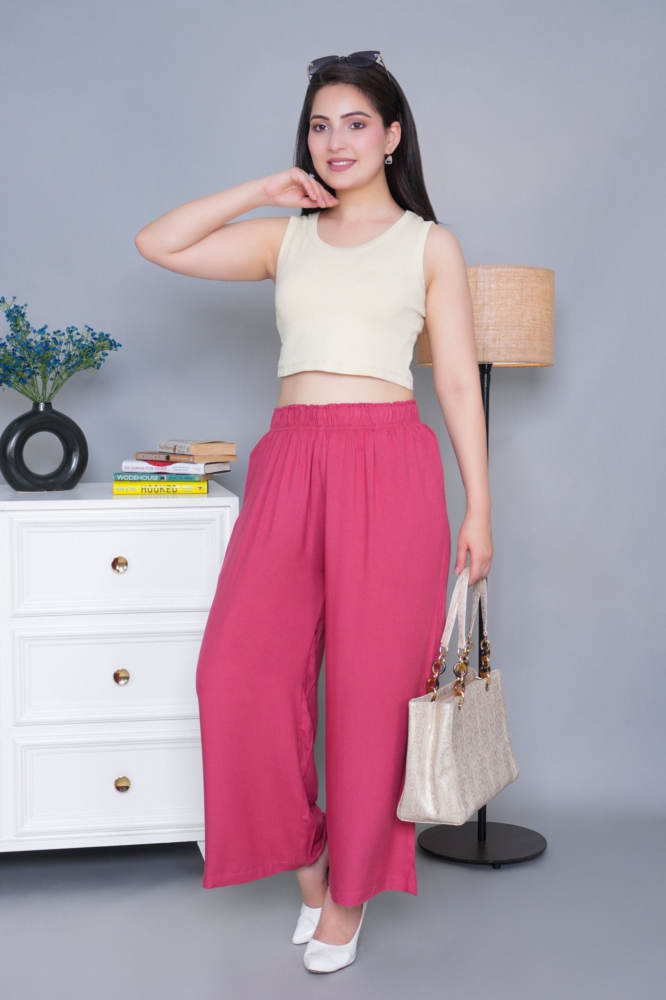 Rose rayon palazzo [ 100% Rayon, Liva Certified ] - Palazzo