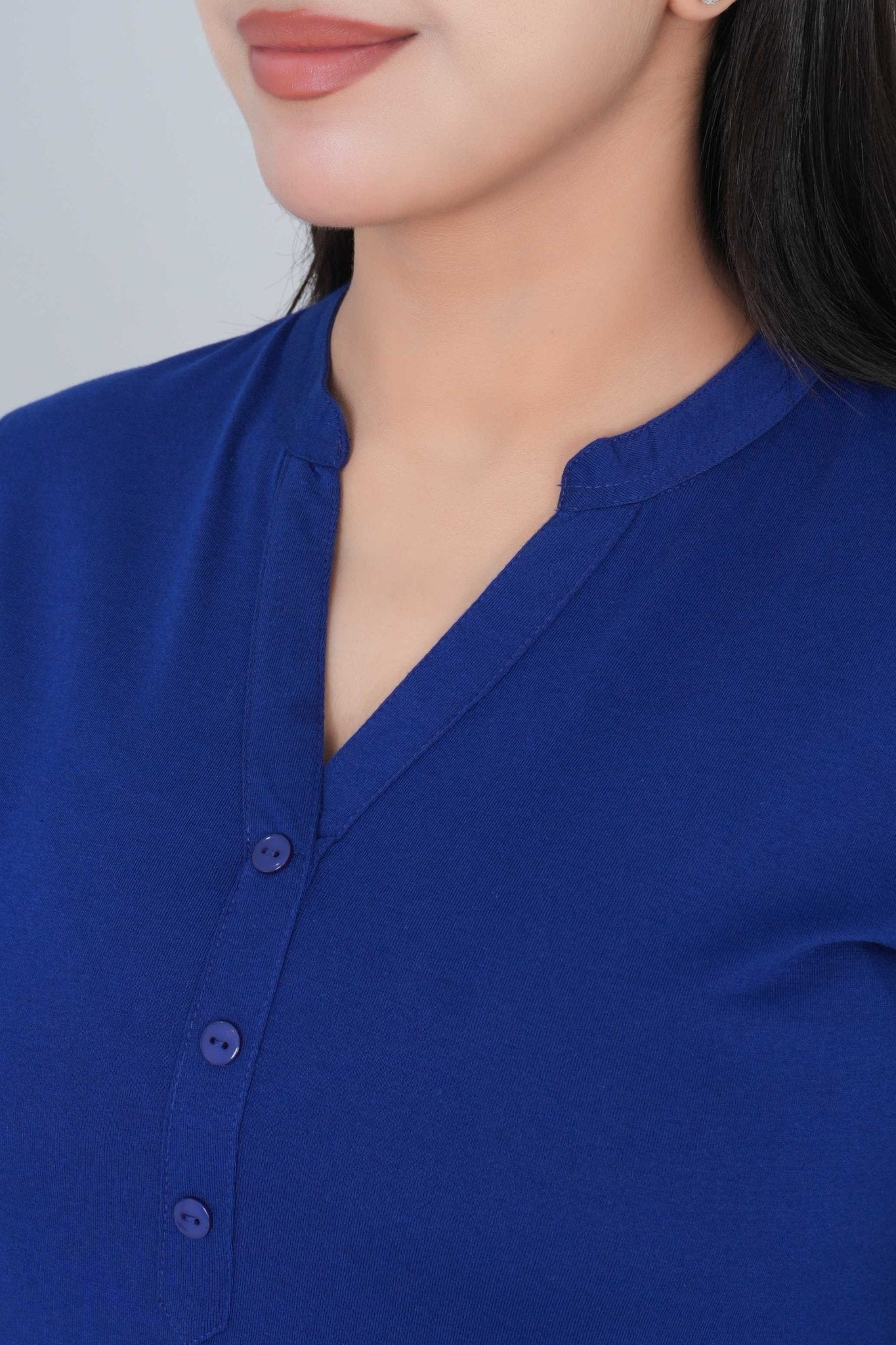 Royal Blue cotton kurti tshirt with pockets - Kurti tshirt