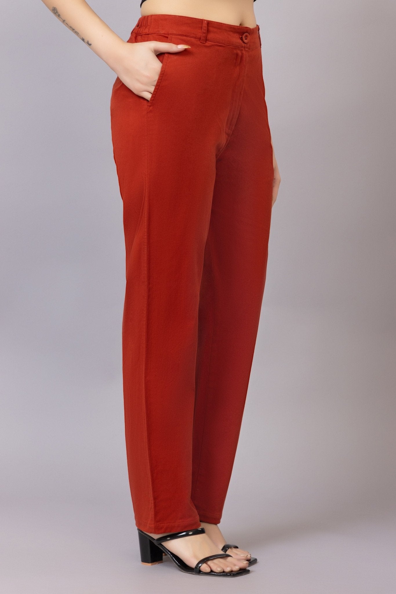 Rust chinos pants with extra comfort. [100% USA HQ Cotton Lycra] - Chinos