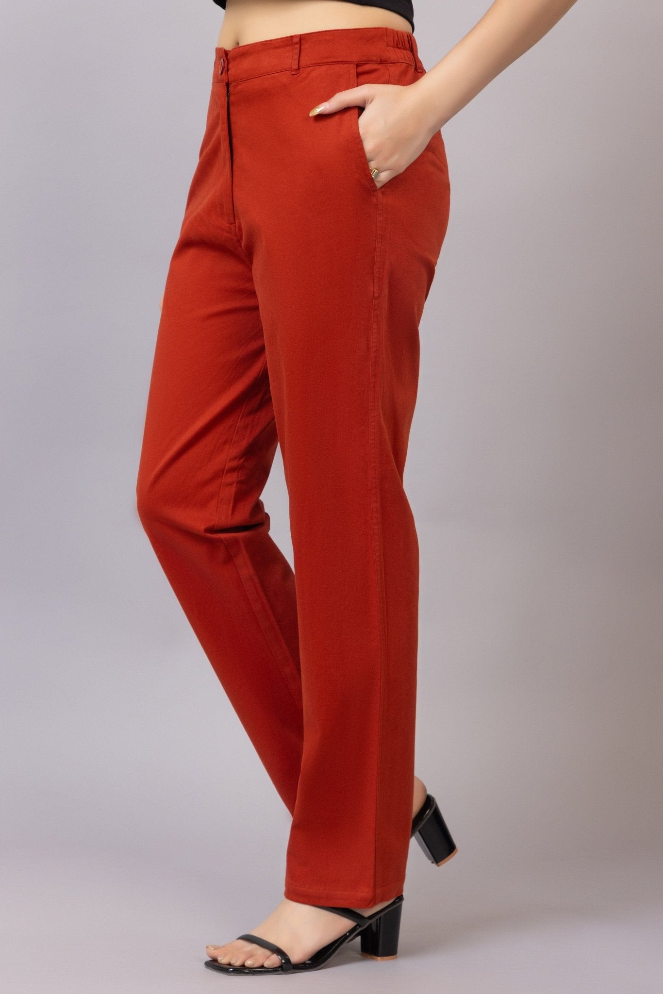 Rust chinos pants with extra comfort. [100% USA HQ Cotton Lycra] - Chinos