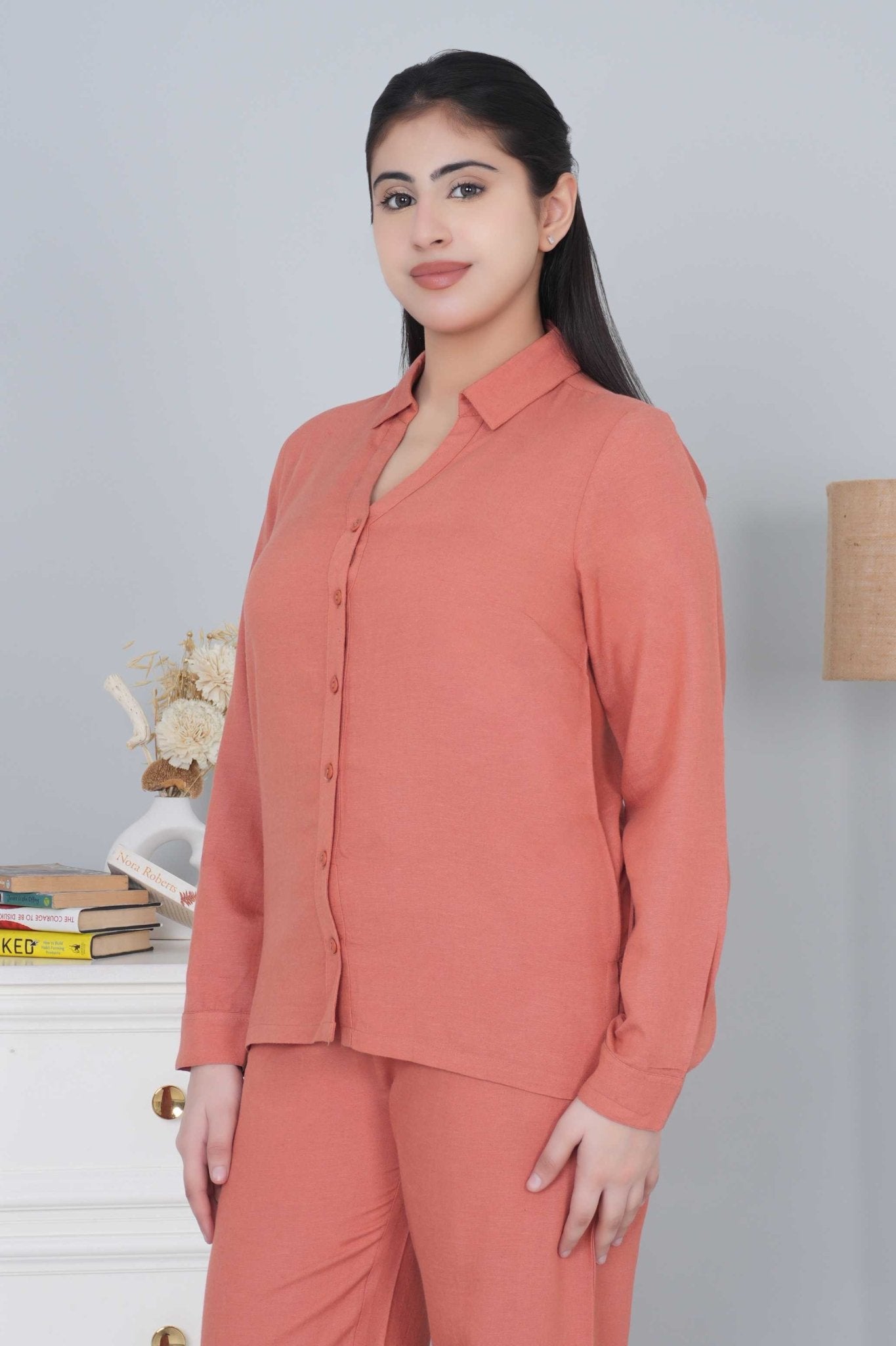 Rust cotton linen shirts - Linen shirts