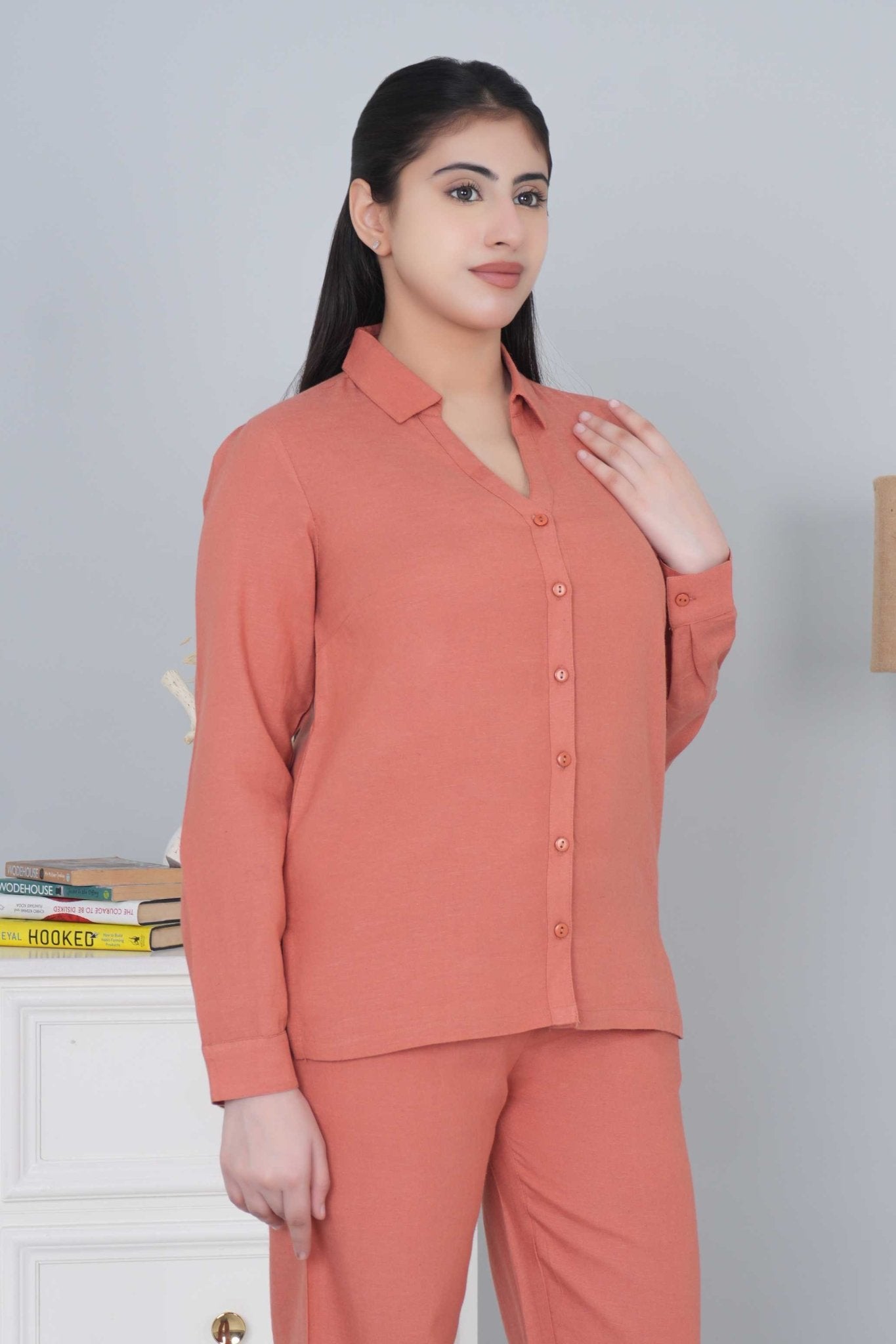 Rust cotton linen shirts - Linen shirts