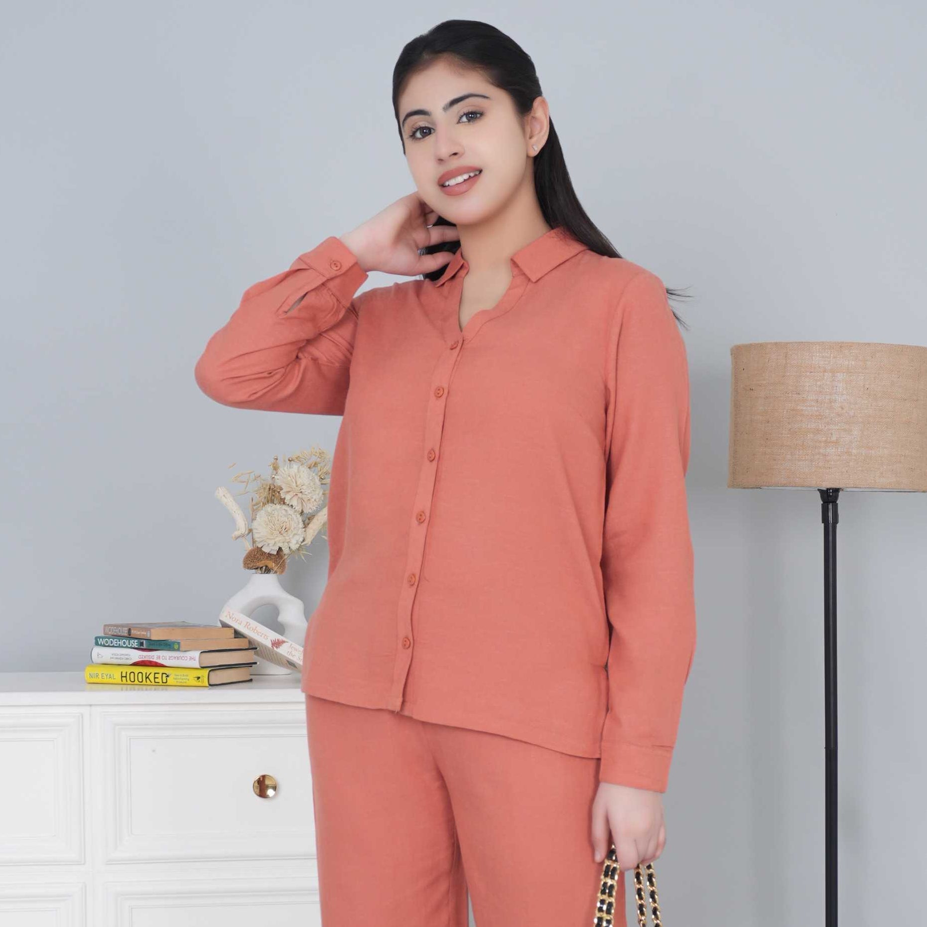 Rust cotton linen shirts - Linen shirts