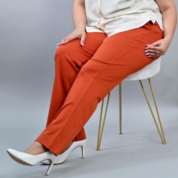 Rust plus size stretchable biowash USA HQ cotton bootcut flare pants with superior elastic belt. - Milano plus size bootcut flare pants